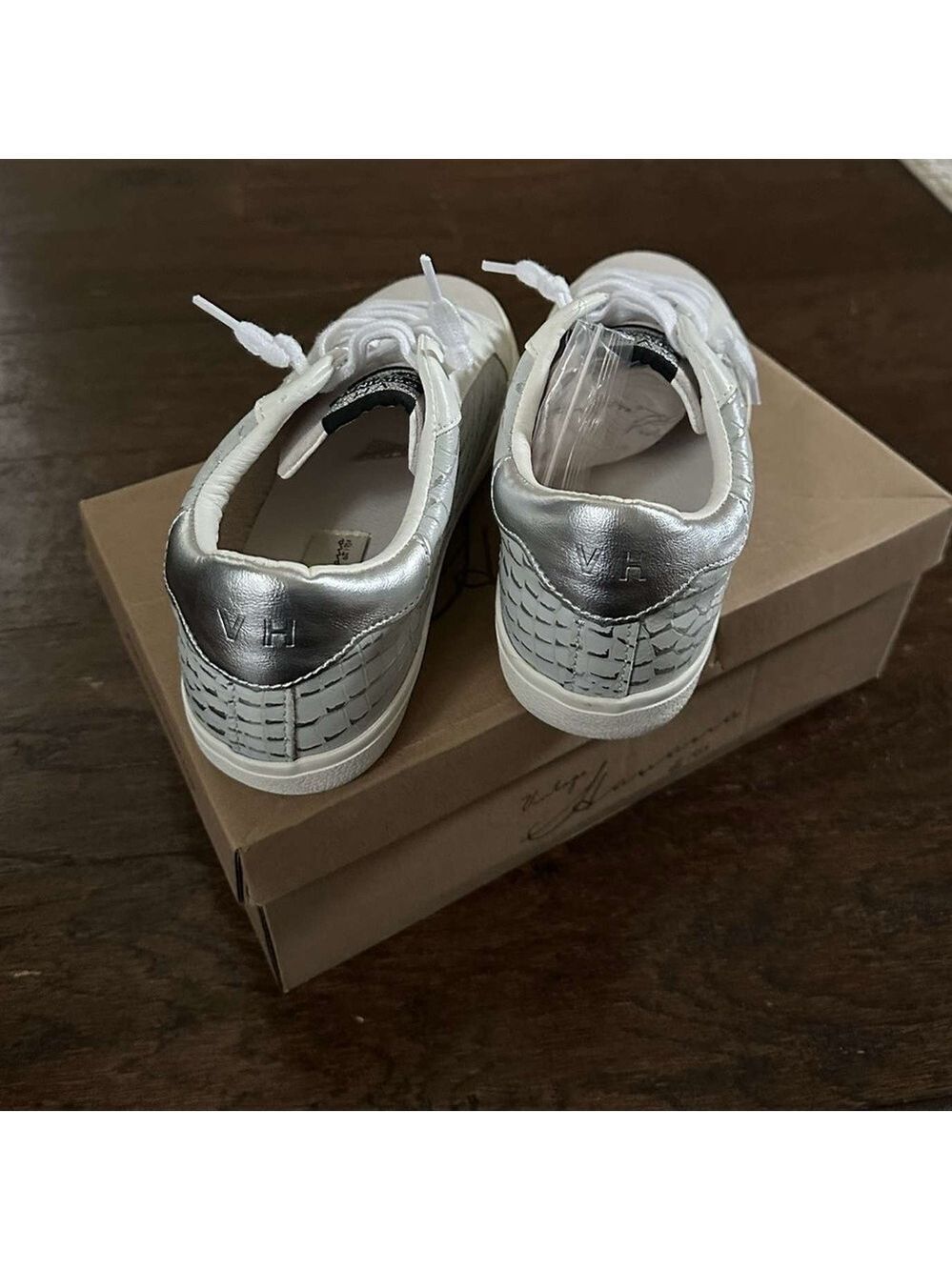 Vintage Havana-Edge Croc Embossed Leather Sneakers-size 7.5 Gray/white-Brand New - Picture 3 of 14
